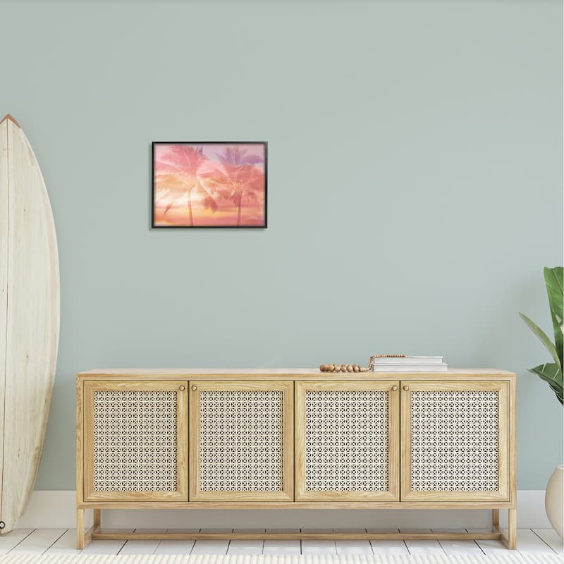 Stupell Summer Palm Trees Sunrise Tropical Windblown Leaves Framed Wall Art, Design by Mia Jensen