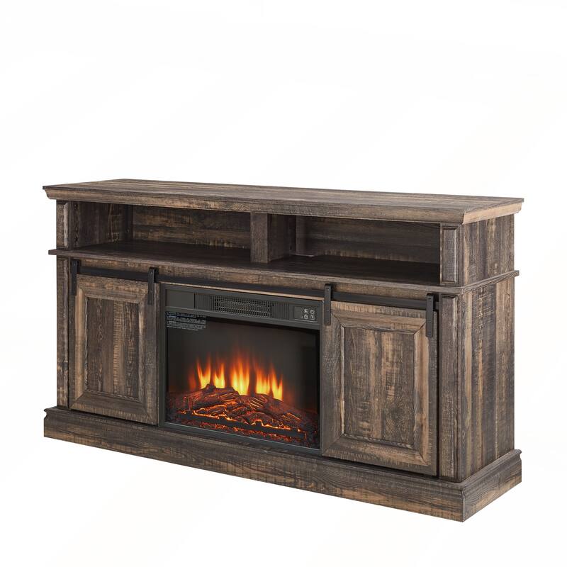 Modern Entertainment Console TV Stand with 23in Fireplace Insert