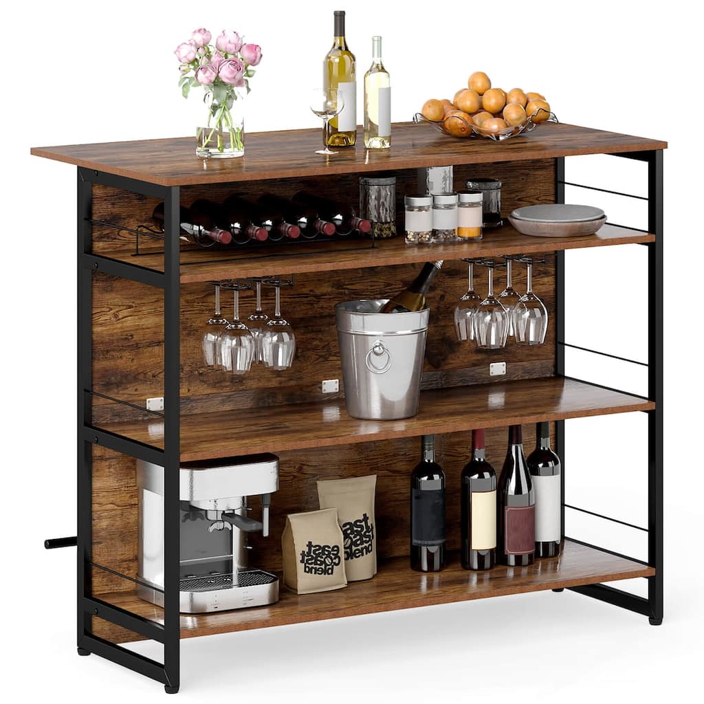 Costway Kitchen Island, 4-Tier Mini Bar Table Height Pub Table with - See Details
