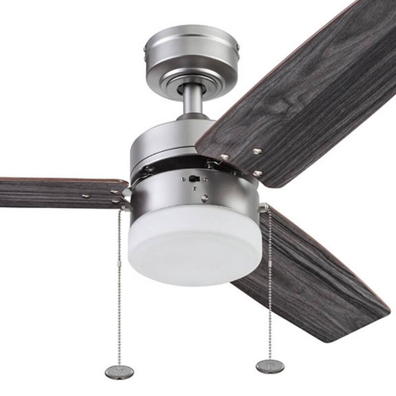 42" Prominence Home Reston Pewter Modern Farmhouse LED Ceiling Fan with Light, Pull Chain - 42