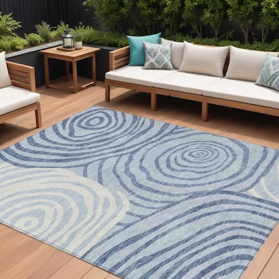 HomeRoots Abstract Transitional Rectangle Outdoor Rug