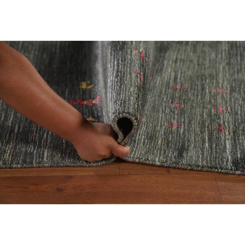 Gabbeh Indian Area Rug Hand-Knotted Wool Carpet - 7'11"x 9'10"