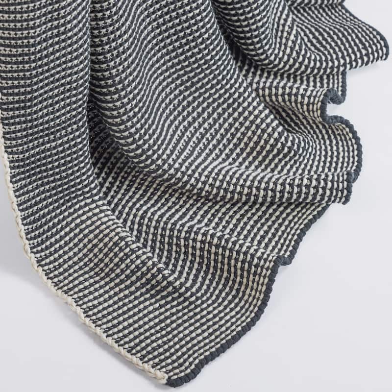 Casey Dark Grey Cotton Throw Blanket