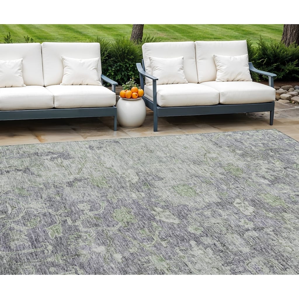 HomeRoots Oriental Traditional Rectangle Outdoor Rug