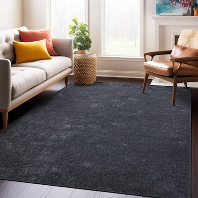 Contemporary Solid Machine Washable Area Rug