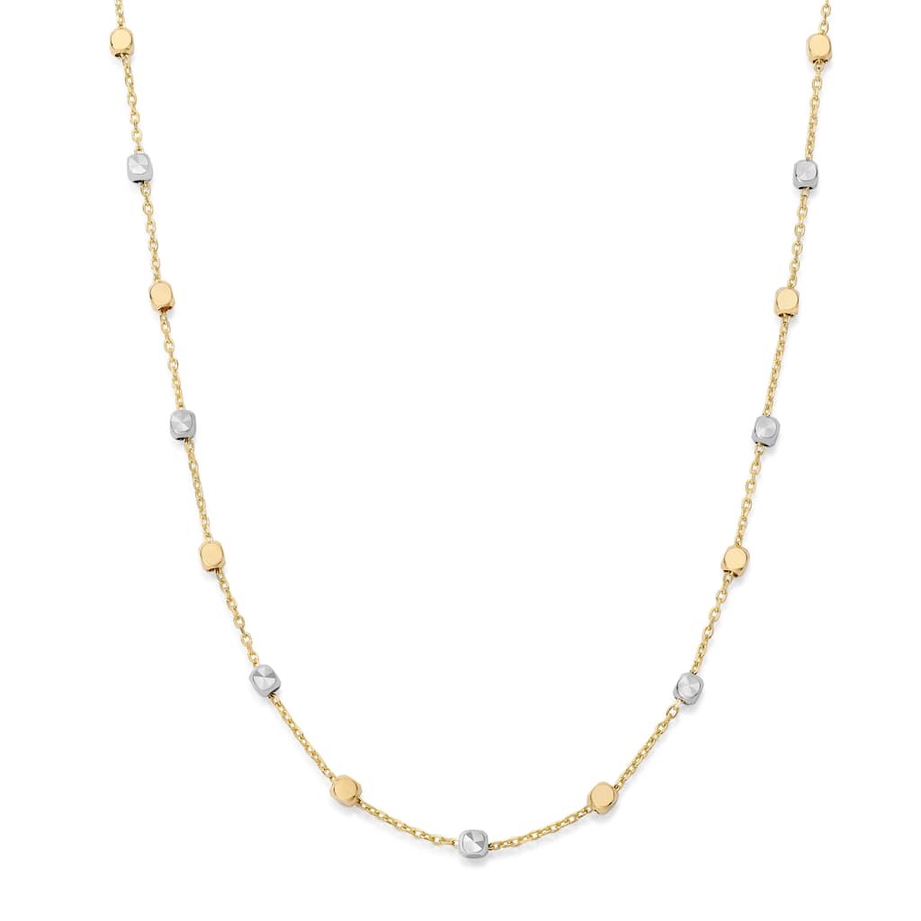 Clover 14K Two-Tone Gold Station Necklace - Adjustable 16-18"