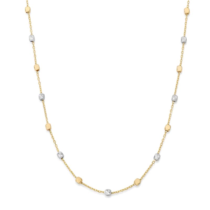 Clover 14K Two-Tone Gold Station Necklace - Adjustable 16-18"