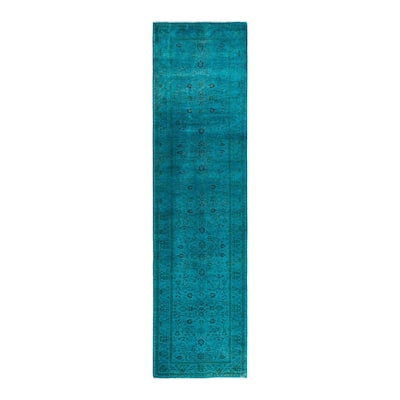 Contemporary Overdyed Wool Hand Knotted Runner - 2' 8" x 10' 4"