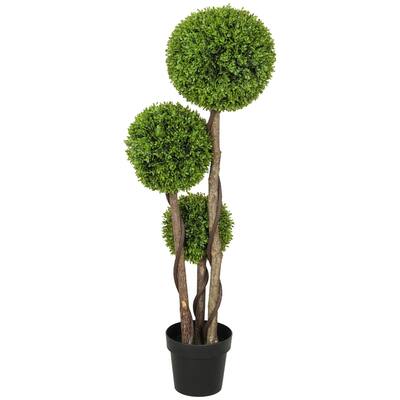 Artificial Three Ball Boxwood Tree with Black Pot for Indoor and Outdoor Home or Office Decoration 45 Inch - 12.5" x 45.25"