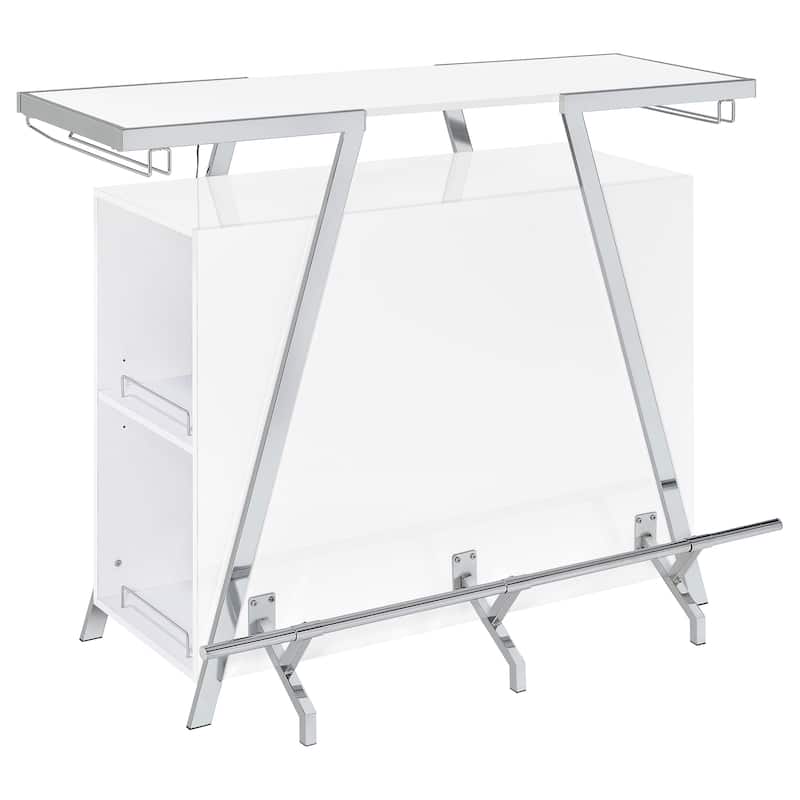 Araceli White High Gloss Freestanding LED Home Bar Cabinet