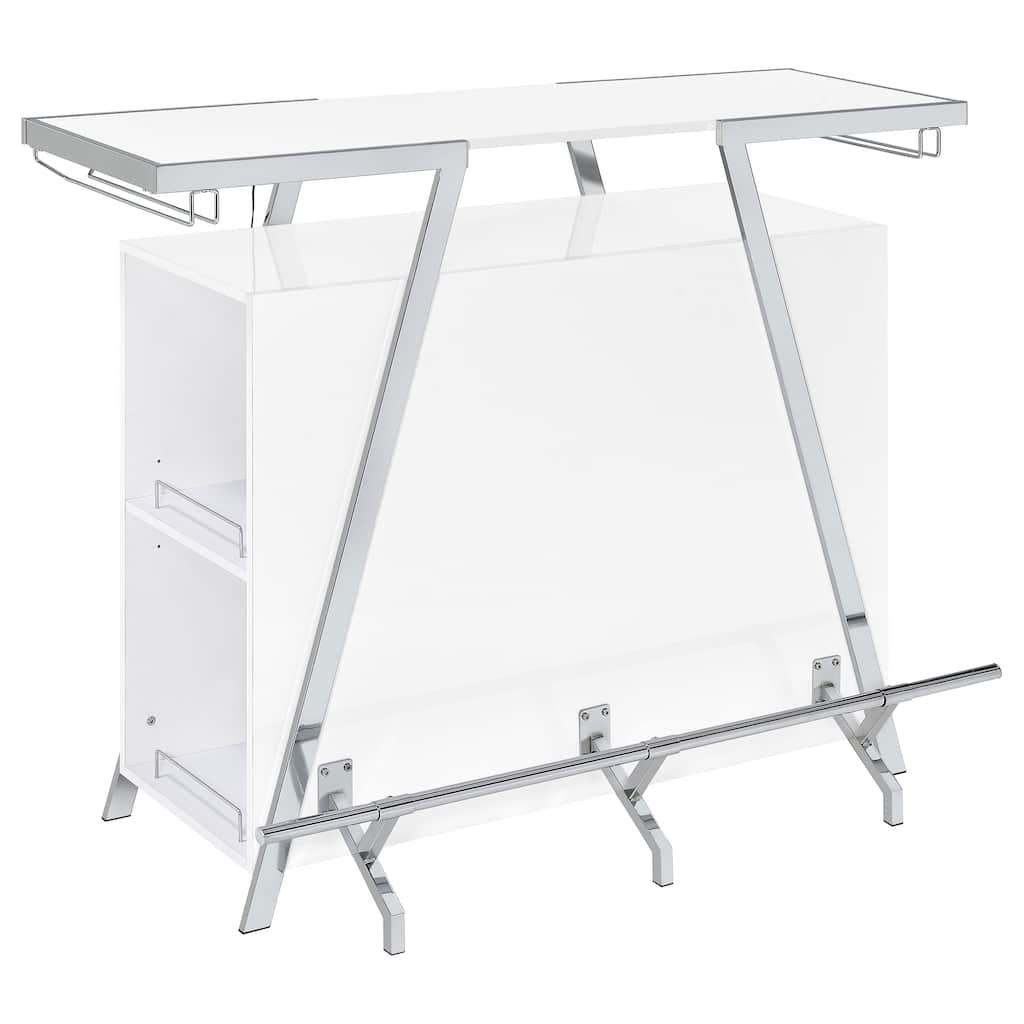 Araceli White High Gloss Freestanding LED Home Bar Cabinet