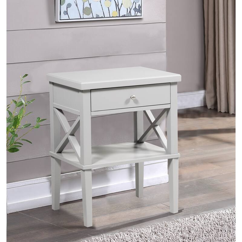 Wooden Nightstand Bedroom with Lower Shelf
