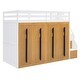 preview thumbnail 32 of 38, Twin Size Loft Bed with Storage Stairs and 4 Wardrobes Underneath, Space Saving Wooden Loftbed Frame for Kids & Teens Bedroom