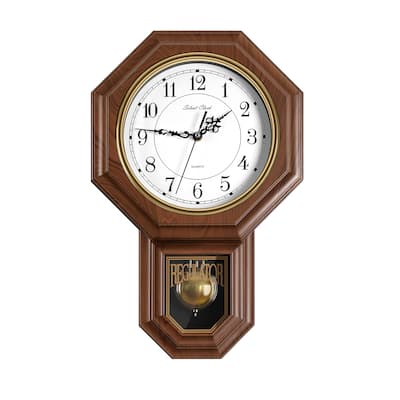 Essex Westminster Chime Pendulum Wall Clock, 17.8" x 11.8", Walnut