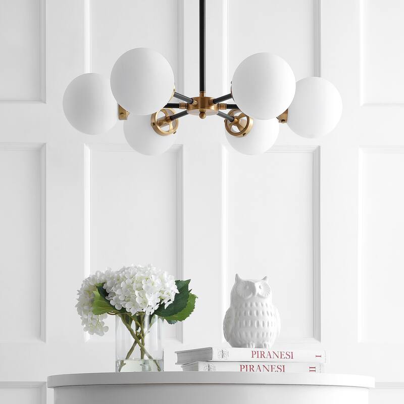 Maura 6-Light 28" Brass Cluster Pendant, by JONATHAN Y