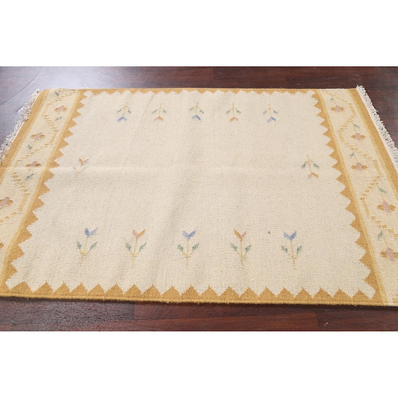 Tribal Kilim Oriental Wool Area Rug Flat-weave Home Decor Carpet - 4'0" x 5'11"