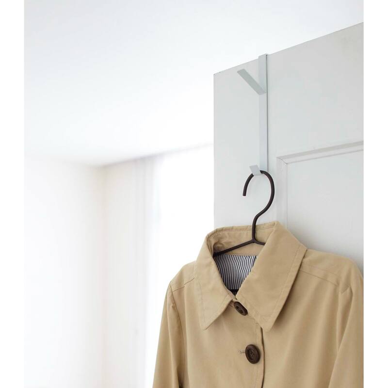 Yamazaki Home Over-the-Door Hanger, Steel, Up To 1.375" Door, Holds 4.4 lbs - L 3.54 x W 0.59 x H 7.09 inches