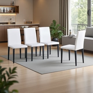 34.5"H Set of 4 PU Leather Dining Chairs with Metal Legs - Minimalist ...