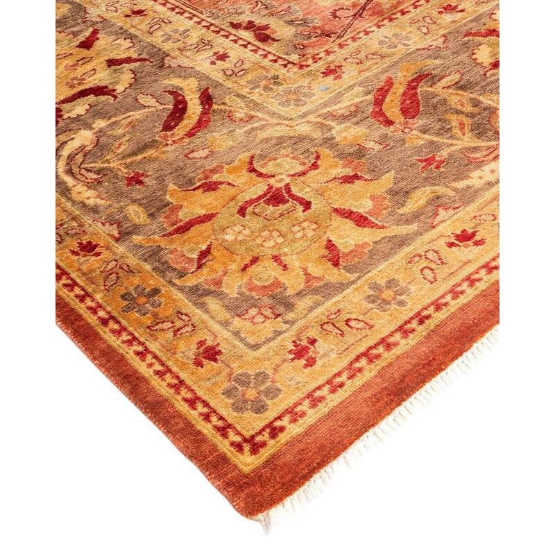 Overton Hand Knotted Wool Vintage Inspired Traditional Ottoman Red Area Rug - 8' 1" x 9' 10"