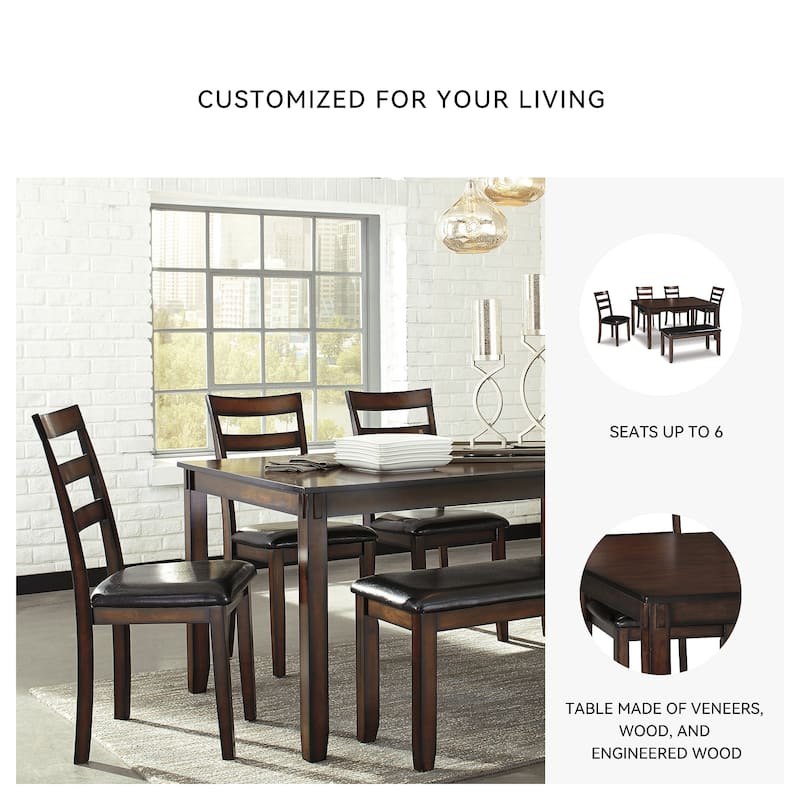 Coviar Brown 6-Piece Dining Room Table Set