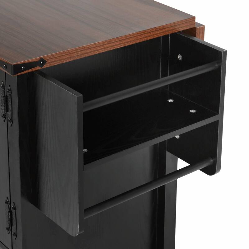 54-inch Farmhouse Kitchen Island with Drop Leaf, Power Outlet