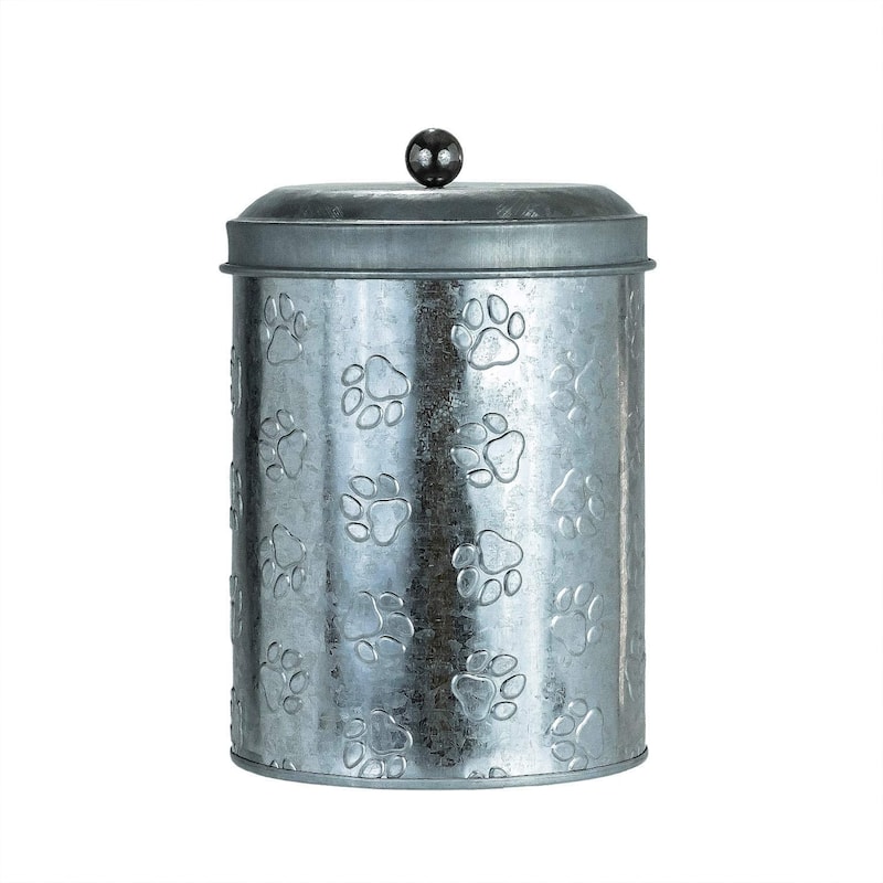 Amici Pet Puppy Paws Galvanized Food Canister - 64 oz
