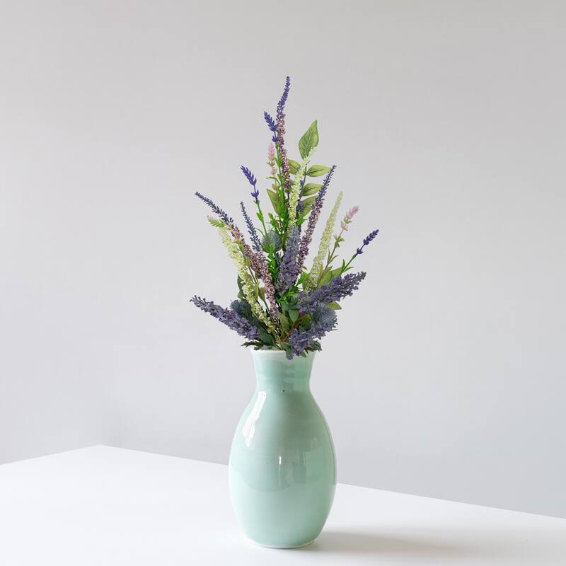 Lavender with Mixed Foliage Artificial Floral Spray - 21" - Purple