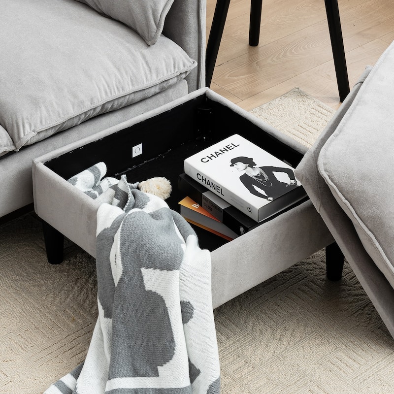 Anmytek Convertible 3-Seater L-Shaped Combination Sofa with Storage Footstools