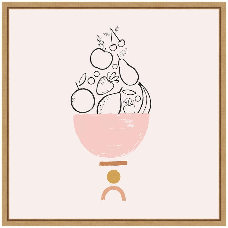 Kate and Laurel Sylvie Bowl of Fruitness Framed Canvas by Duchess Plum