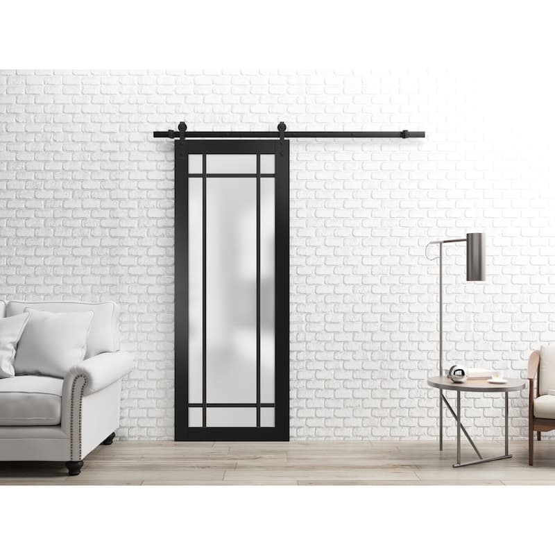 Sturdy Barn Door 18 x 80 Planum 2112 Matte Black 6.6FT