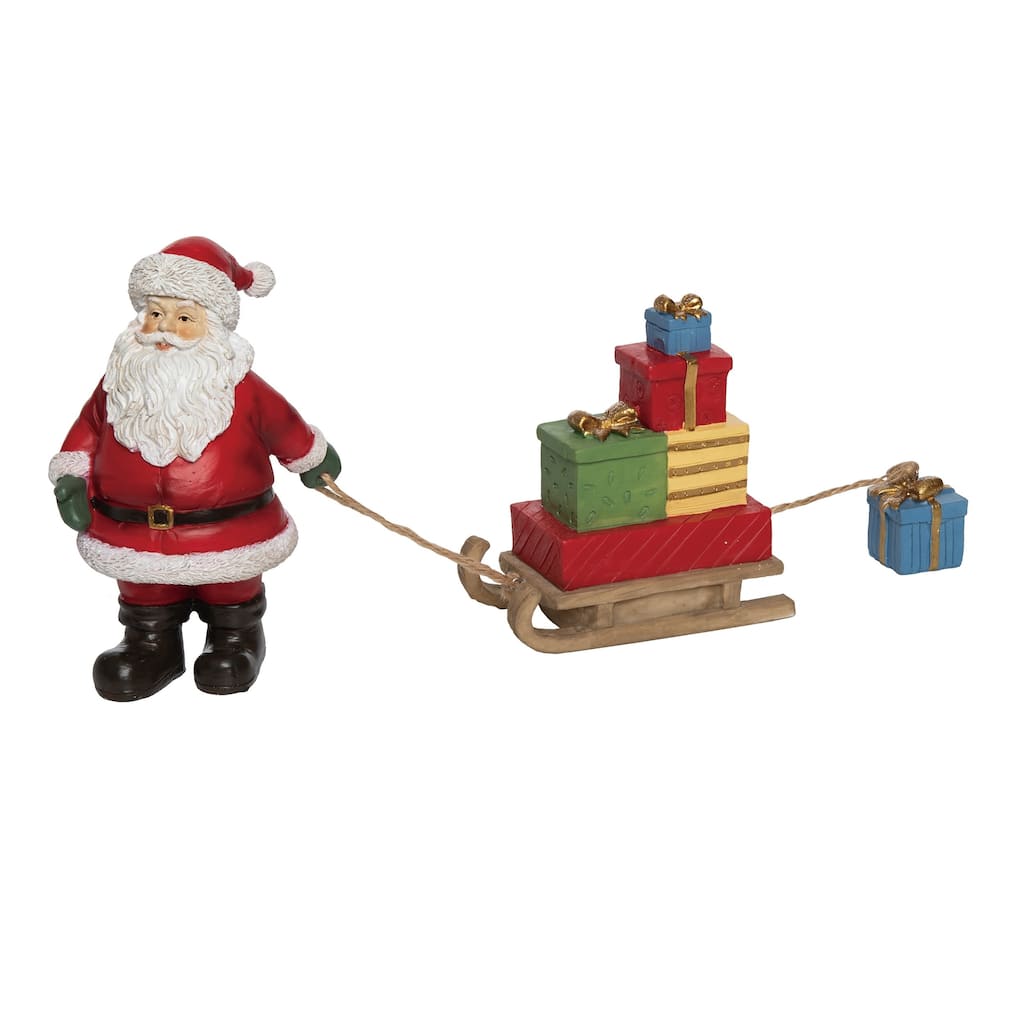 Transpac Resin 8.5 in. Multicolored Christmas Santa and Sleigh Decor