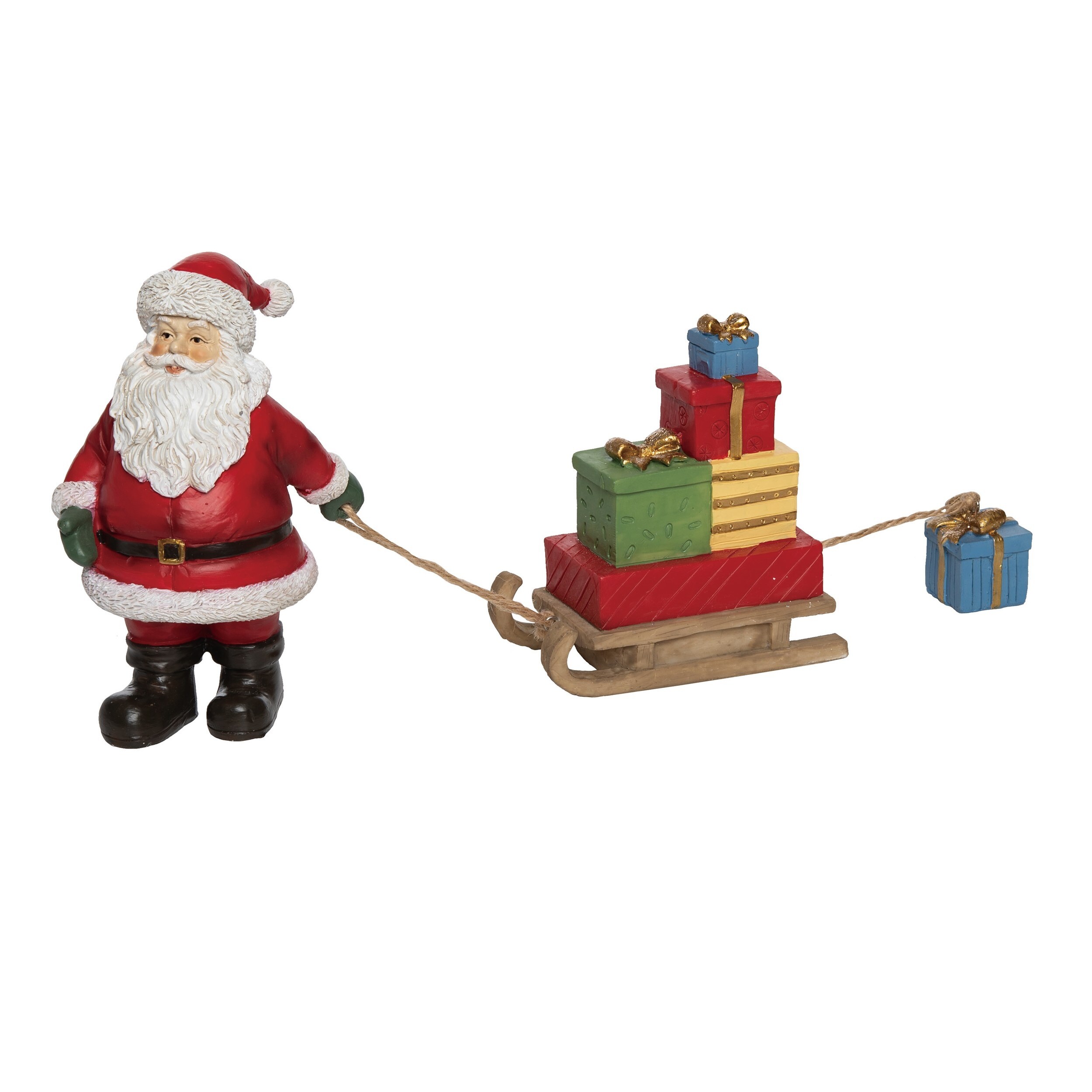 Resin Multicolored Christmas Santa and Sleigh Decor