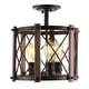 preview thumbnail 8 of 11, Ciel 14" 3-Light Iron Rustic Farmhouse LED Flush Mount, Brown/Oil Rubbed Bronze by JONATHAN Y
