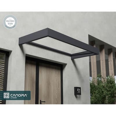 Sophia 3 ft. Gray/ White Opal Door and Window Awning
