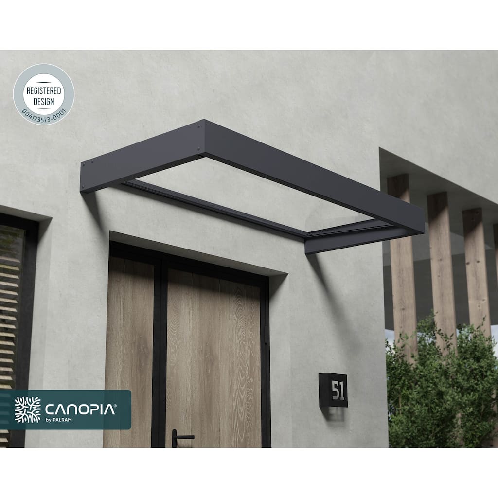 Sophia 3 ft. Gray/ White Opal Door and Window Awning
