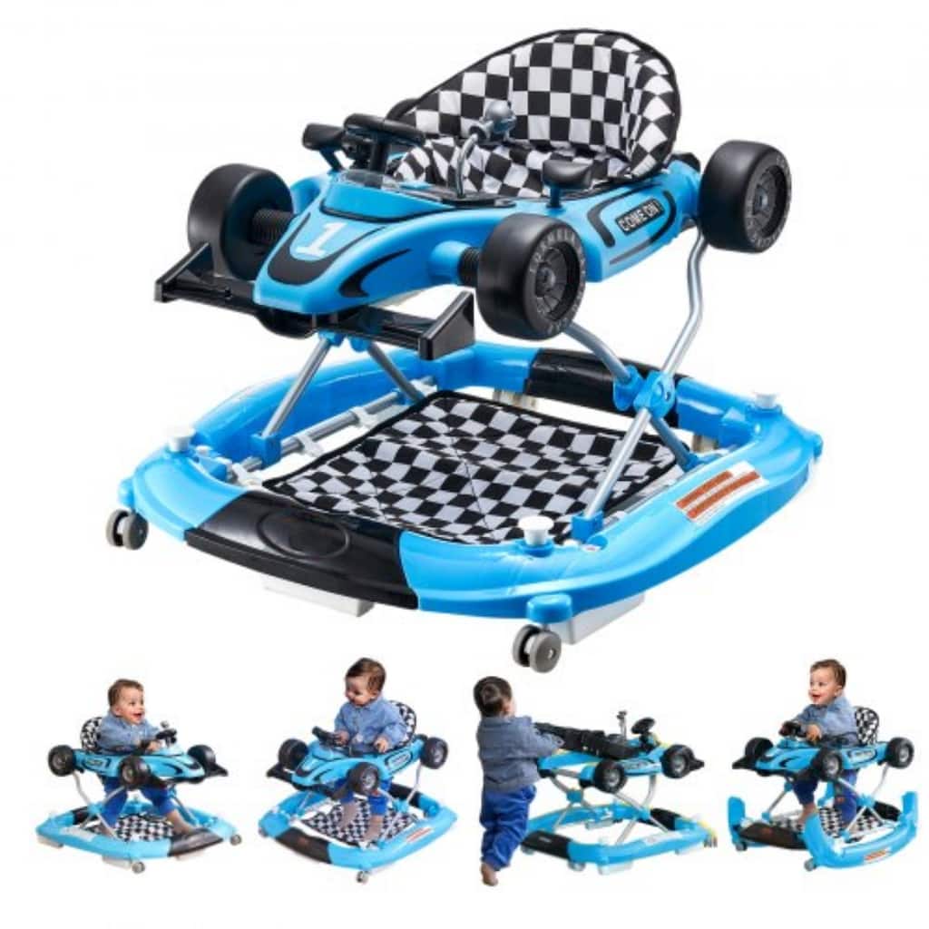 PP 4-in-1 Baby Walker with Wheels, Music and Foldable Design - 28.3” L x 27.6” W x 21.7” H