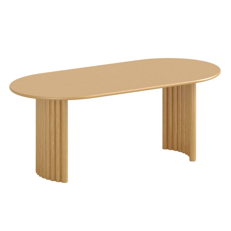 Dovelina 30"H Oval Wood Double Pedestal Dining Table Seats 6