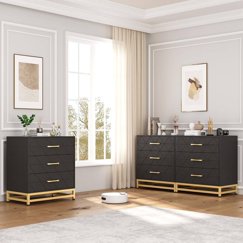 3/4 Drawer Wood Dresser for Bedroom, Modern Storage Chest for Closet