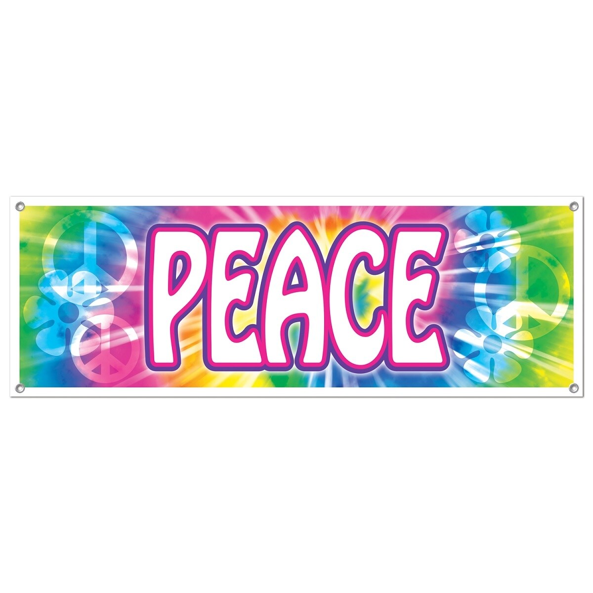 Shop Club Pack Of 12 Bright Tie Dyed Retro 60 S Peace Sign