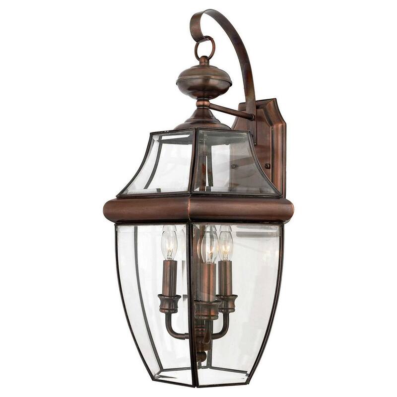 Quoizel Newbury 3-Light 12" Outdoor Wall Lantern in Aged Copper - Aged Copper
