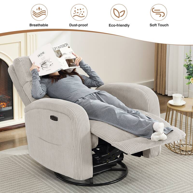 Aemeios Swivel Power Recliner Rocker with USB and Type C Port Set of 2