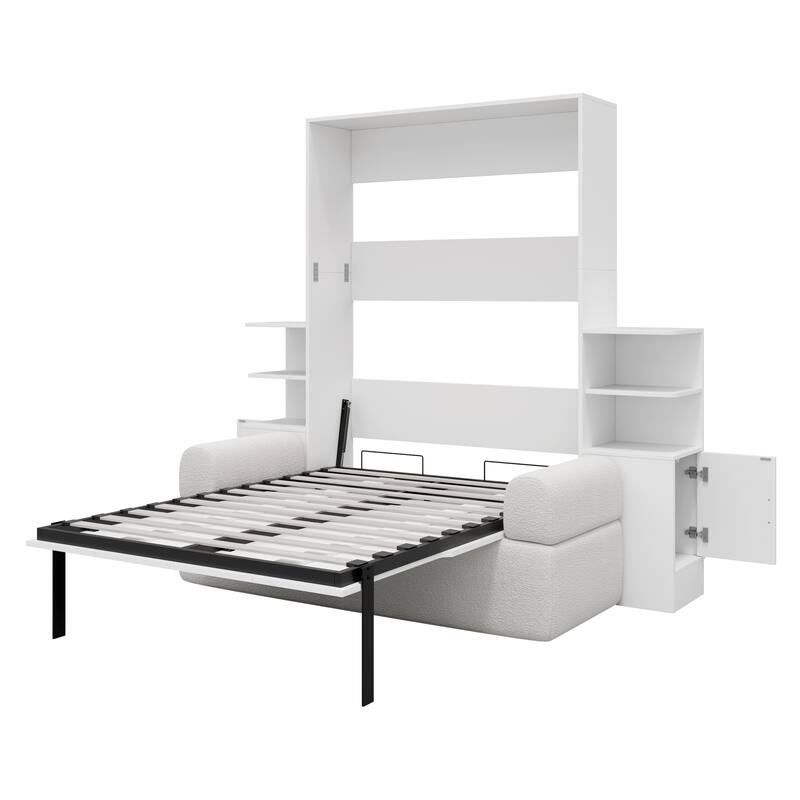 Queen Murphy Wall Bed with Sofa and Storage Towers by Harper&Bright Designs