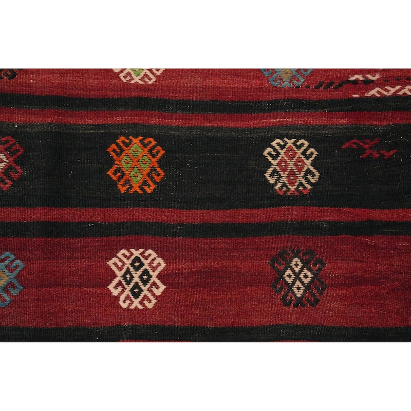 Hand Woven Oriental 100% Wool Carpet Southwestern Tribal Red Kilim Area Rug - 9' 9'' X 6' 3''