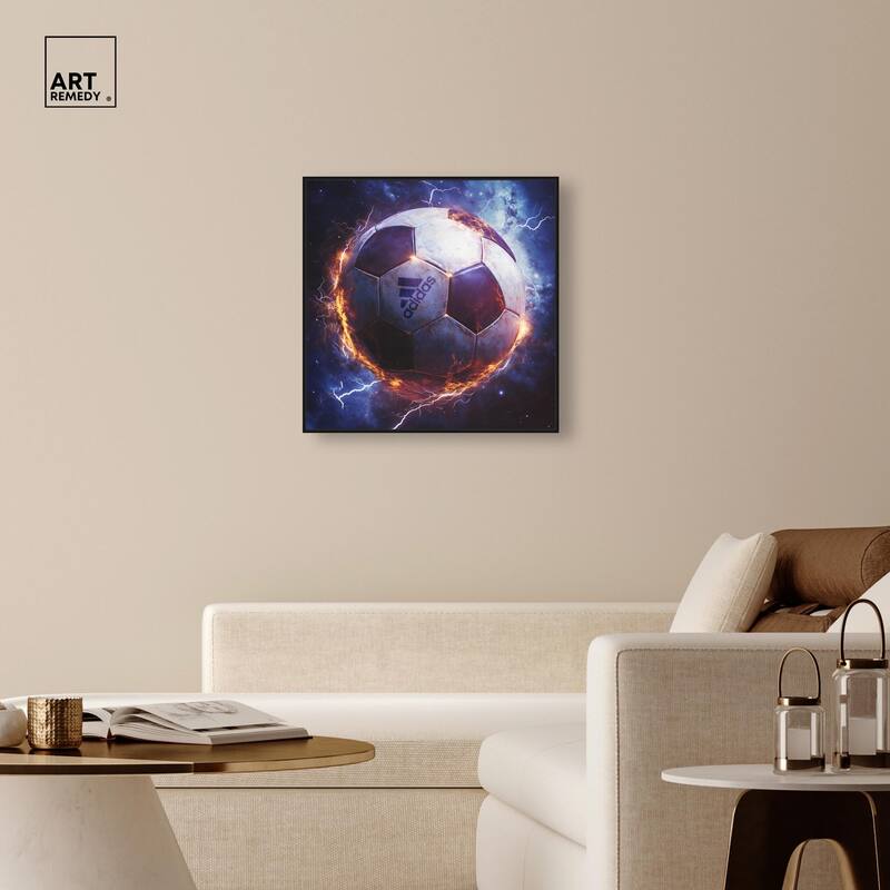 Electrify Soccer Ball Canvas by Art Remedy