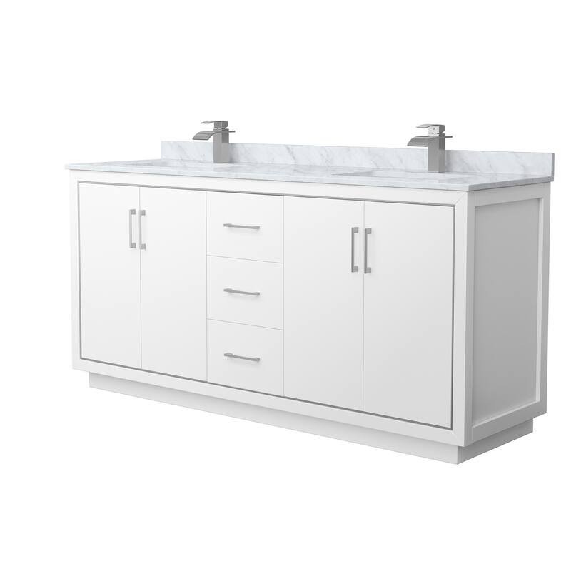 Wyndham Collection WCF1111-72D-NAT-MXX Icon 72" Free Standing Double - White / Brushed Nickel Hardware