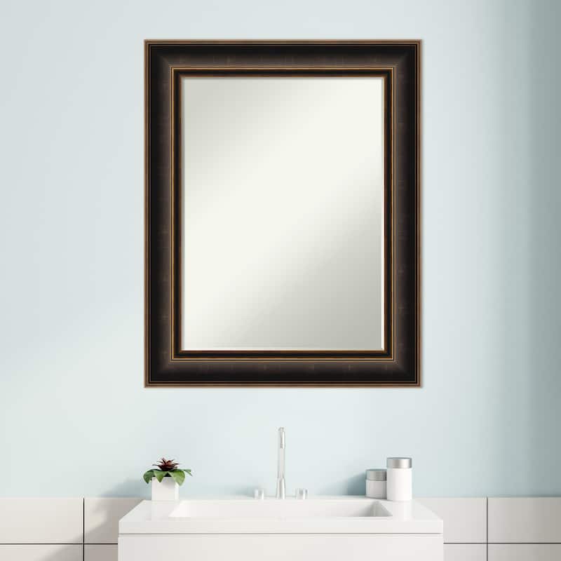 Villa Oil Rubbed Bronze Half-Inch-Beveled Wood Bathroom Wall Mirror - Villa Oil Rubbed Bronze - Glass Size 18x24