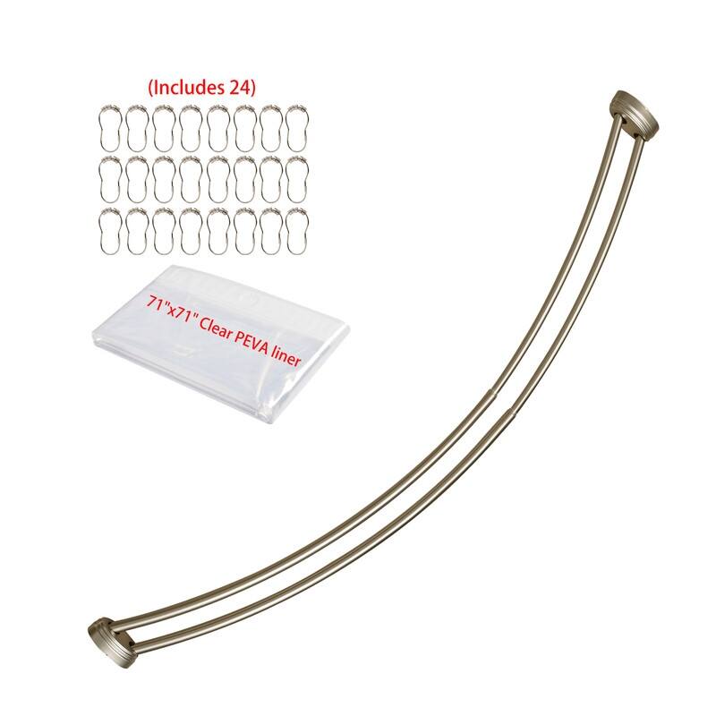 Utopia Alley Rustproof Wall Mounted Aluminum Double Curved Shower Curtain Rod, Adjustable Double Shower Rod from 45" to 72"