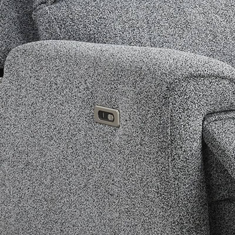 Cote Power Recliner Chair, Gray Boucle, Pillow Top Arms, Solid Wood