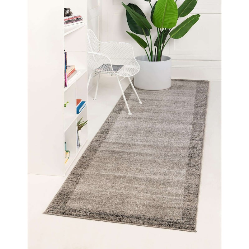 Contemporary Weby Collection Area Rug - 2'x8' - Light Gray