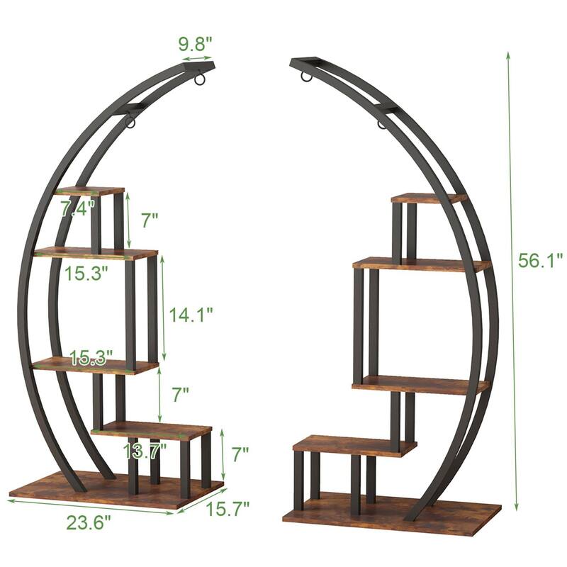 5 Tier Large Plant Stand Indoor, Half Moon Plant Shelf Ladder Flower Pot Stand Rack